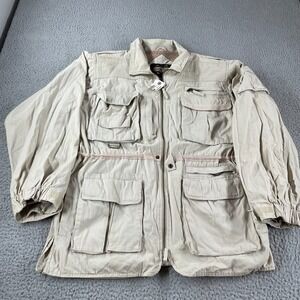 Vintage Guide Gear Hiking Jacket Tan Size Medium Techwear Utility Safari Style*